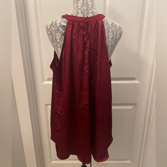 NWT Torrid Shiny Crinkle Gauze Goddess Neck Swing Tank Rumba Red - Picture 4 of 7